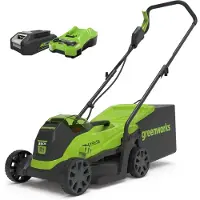 Greenworks Rasenmäher GD24LM33, Akku, 24V / 2Ah, mit Akku, Ladegerät & Fangkorb 30 Liter
