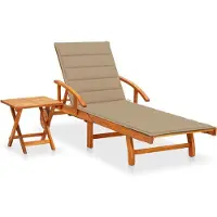 Helloshop26 - Sonnenliege Deckstuhl Sonnenbett Gartenbett Terrassenmöbel mit Tisch und Kissen Akazienholz 02_0012618
