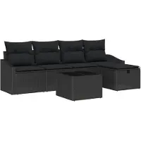 vidaXL Sofa Set mit Kissen 6 pcs Poly-Rattan