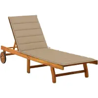 Helloshop26 - Sonnenliege Deckstuhl Gartenbett Terrassenmöbel 200 cm mit Kissen massives Akazienholz 02_0012410
