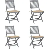 vidaXL Klappbare Gartenstühle 4 Stk. mit Kissen Massivholz Akazie