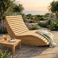 TUGA-Holztech Holzliege Wellenliege Waldsofa Gartenliege "Schaukel-Sannerl" (Lärche) Breite 140cm Schaukelliege Relaxliege Himmelsliege