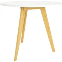 Begryf Runder Couchtisch 56x56 cm, Beistelltisch mit Bambusbeinen, kleiner Kaffeetisch weiß, moderner Wohnzimmertisch, moderner Sofatisch