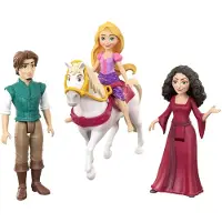 Mattel Disney Princess Disney Prinzessin Rapunzel Charakterset mit 3 kleinen Puppen und Pferd, inspiriert vom Film „Rapunzel – Neu verföhnt“, 3 Jahr(e), 200 mm, Mehrfarbig