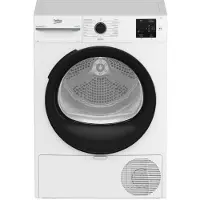 Beko D3H18D93W, Freistehend, Frontlader, Wärmepumpe, Weiß, Drehregler, Weiß