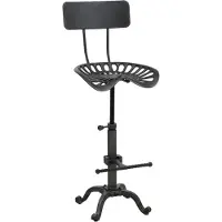Mendler Barhocker HWC-N26, Barstuhl Tresenhocker, höhenverstellbar drehbar Fußablage Industrial Metall schwarz-silber