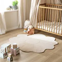 Little Olly Kinderteppich Rund - Coco Blume Beige Ø 120 cm