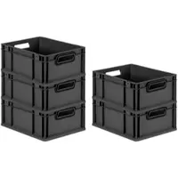 Proregal SparSet 5x Eurobox Nextgen Color HxBxT 17x30x40cm 16 Liter Griffe Schwarz Offen Schwarz Eurobehälter Transportbox Transportbehälter