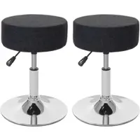 Proregal 2er-Set Hocker Höhenverstellbar Und Drehbar Sitzhöhe 43-55cm Durchmesser 35cm Textil Dunkelgrau Sitzhocker Schminkhocker