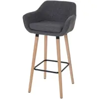 Proregal Barhocker Oslo mit Lehne | Sitzhöhe 79cm | Textil | Grau | Barstuhl Tresenhocker MVG-zertifiziert