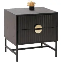 Mendler Nachttisch HWC-O39, Beistelltisch Nachtschrank Schrank, Schublade Melamin MDF Metall 50x48x39cm ~ Holzoptik schwarz