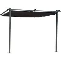 HABITAT ET JARDIN Anbaupergola mit ausziehbarem Dach - 3 x 3 m - Anthrazitgrau