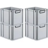 Proregal SuperSparSet 4x Eurobox Nextgen Color HxBxT 32x30x40cm 30 Liter Griffe Schwarz Geschlossen Grau Eurobehälter Transportbox Transportbehälter