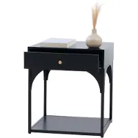Mendler Nachttisch HWC-O88, Kommode Beistelltisch Nachtschrank Nachtkasten, Schublade Metall 50x43x41cm ~ schwarz