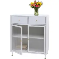 Mendler Kommode HWC-O87, Schrank Sideboard Highboard, Staufächer Schubladen Industrial Metall Schilfglas 96x 139441+139442