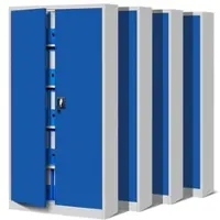 Jan Nowak Aktenschrank Abschließbar 4er Set JAN 185 x 90 x 40 cm Grau-Blau
