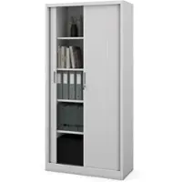 Jan Nowak Aktenschrank abschließbar DAMIAN Rolladentüren, 5 Ebenen | Büroschrank aus Stahl Metallschrank Werkstatt Werkzeugschrank, 185x90x45cm Grau