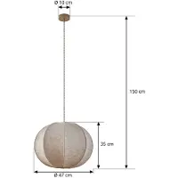 LINDBY Hängelampe Elfie , dimmbar, creme / amber, für Wohn- / Esszimmer, Textil / Stoff / Seide, Skandinavisch, Pendelleuchte