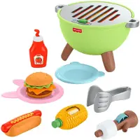 Fisher-Price Camping-Freunde Grill-Spielset, Grillspaß-Rollenspielset für Kleinkinder und Kinder, 14 Teile