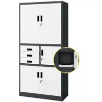 DELUKE Jan Nowak Aktenschrank abschließbar FILIP mit Tresor & Schubladen| Büroschrank aus Stahl Metallschrank Werkstatt Werkzeugschrank, 185x90x40cm Anthrazit-Weiß
