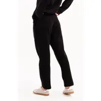 Justever Relaxed Fit, hochgeschnittene, fleecegefütterte schwarze Damen-Trainingshose - Echo
