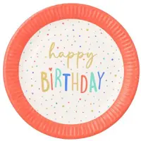 Papstar Teller, Pappe rund Ø 23 cm "Happy Birthday" 200 Stück
