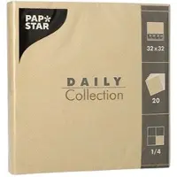 Papstar 20 Servietten "DAILY Collection" 1/4-Falz 32 cm x 32 cm sand (89621, 20 Stück)