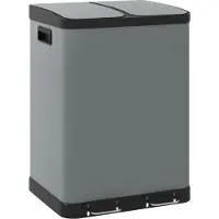 HOMCOM Mülleimer 2 x 30L Treteimer mit Deckel Fußpedal Inneneimer Metall
