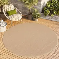 Tapiso Outdoor Teppich MONO Rund Modern Einfarbig Indoor/Outdoor 80 x 80 cm