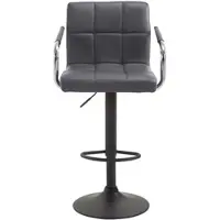 DELUKE 2er Set Barhocker MINOR - Kunstleder Grau 54x46x91 cm Schwarz | Barstuhl Höhenverstellbar Mit Lehne Drehbar Tresenhocker Tresenstuhl Kneipenhocker