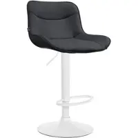 DELUKE Barhocker RAGAD Kunstleder Schwarz 49x51x85cm Weiß Barstuhl Höhenverstellbar Mit Lehne Drehbar Tresenhocker Tresenstuhl