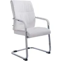 DELUKE XL Besucherstuhl MIAMI Kunstleder Weiß 58x65x102cm Konferenzstuhl Wartezimmerstuhl Bürostuhl