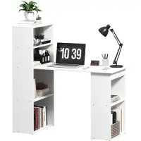 HOMCOM Schreibtisch Esstisch mit Regal Computertisch Arbeitstisch Laptoptisch