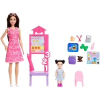 Barbie Karriere Lehrerin-Spielset mit Modepuppe, Kleinkind-Puppe, Tafel und Zubehörteilen, Modepuppe, Weiblich, 3 Jahr(e), Junge/Mädchen, 323,9 mm, Mehrfarbig