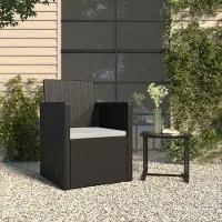 vidaXL Möbel Gartensessel mit Kissen Schwarz Poly Rattan - Gartensessel 362320