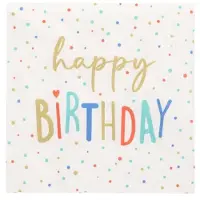 Papstar Servietten, 3-lagig 1/4-Falz 33 cm x 33 cm "Happy Birthday", 10 x 20 Stück 200 Stück
