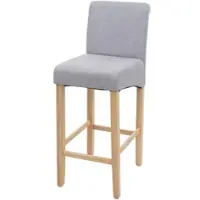 Proregal Barhocker Gepolstert Mit Lehne Sitzhöhe 75cm Holz Hellgrau Helle Beine Stoff/Textil Barstuhl Tresenhocker