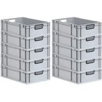 Proregal SparSet 10x Eurobox Nextgen Color HxBxT 17x40x60cm 34 Liter Griffe Schwarz Offen Grau Eurobehälter Transportbox Transportbehälter