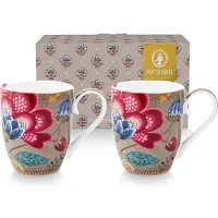 Pip studio Tasse Home Mugs XL Blooming Tales Fantasy Khaki (2er Set)