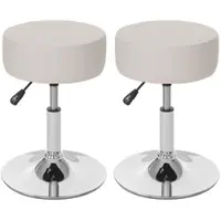 Proregal 2er-Set Hocker Höhenverstellbar Und Drehbar Sitzhöhe 43-55cm Durchmesser 35cm Kunstleder Creme Sitzhocker Schminkhocker