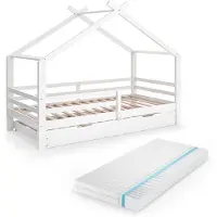 VitaliSpa Hausbett Luni Weiß 200 x 90 cm mit Gästebett und Matratze, Model 59344