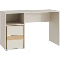 Forte WEXLIN Schreibtisch 120, moderner Schreibtisch mit Stauraumfach und Schranktür, Kinder- und Jugendzimmer, Kaschmir|Beige|Mauvella Eiche Holzdekor, 119,7 cm breit x 75,7 cm hoch x 50,2 cm tief