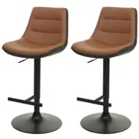 Proregal 2er-Set Barhocker | Sitzhöhe 65-86cm | höhenverstellbar mit Lehne Kunstleder | Braun | Barstuhl Tresenhocker Drehhocker