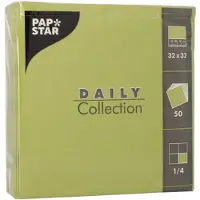 Papstar 700 Servietten `DAILY Collection` 1/4-Falz 32 cm x 32 cm olivgrün