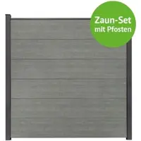 MR-Zaun Nova Komplettset mit Alu-Pfosten, Grey Ash Cut, 26,42 m