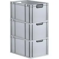 Proregal SuperSparSet 3x Eurobox Nextgen Color HxBxT 32x40x60cm 65 Liter Griffe Schwarz Offen Grau Eurobehälter Transportbox Transportbehälter