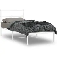 vidaXL Bettgestell mit Kopfteil Metall Weiß 90x200 cm
