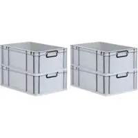 Proregal SuperSparSet 4x Eurobox Nextgen Color HxBxT 22x40x60cm 44 Liter Griffe Schwarz Geschlossen Grau Eurobehälter Transportbox Transportbehälter