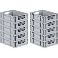 Proregal SparSet 10x Eurobox Nextgen Color HxBxT 12x30x40cm 11 Liter Griffe Schwarz Offen Grau Eurobehälter Transportbox Transportbehälter