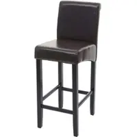 Proregal Barhocker Gepolstert Mit Lehne Sitzhöhe 75cm Holz Braun Dunkle Beine Leder Barstuhl Tresenhocker
